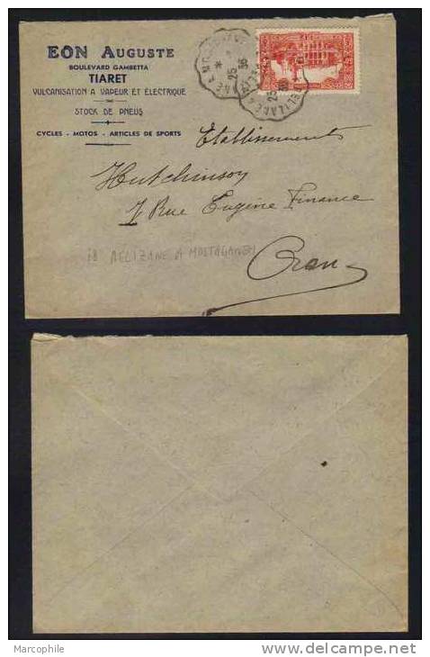 ALGERIE - AMBULANT / 1936 RELIZANE A MOSTAGANEM CONVOYEUR LIGNE SUR LETTRE (ref 3478)