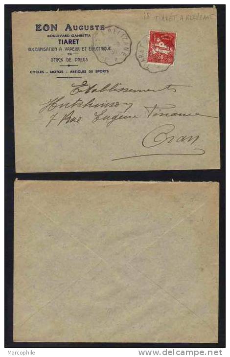 ALGERIE - AMBULANT / 1936 TIARET A RELIZANE CONVOYEUR LIGNE SUR LETTRE (ref 3479)
