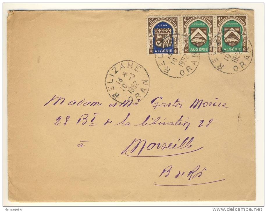 (PCV05) - LETTRE RELIZANE -> MARSEILLE - 1952