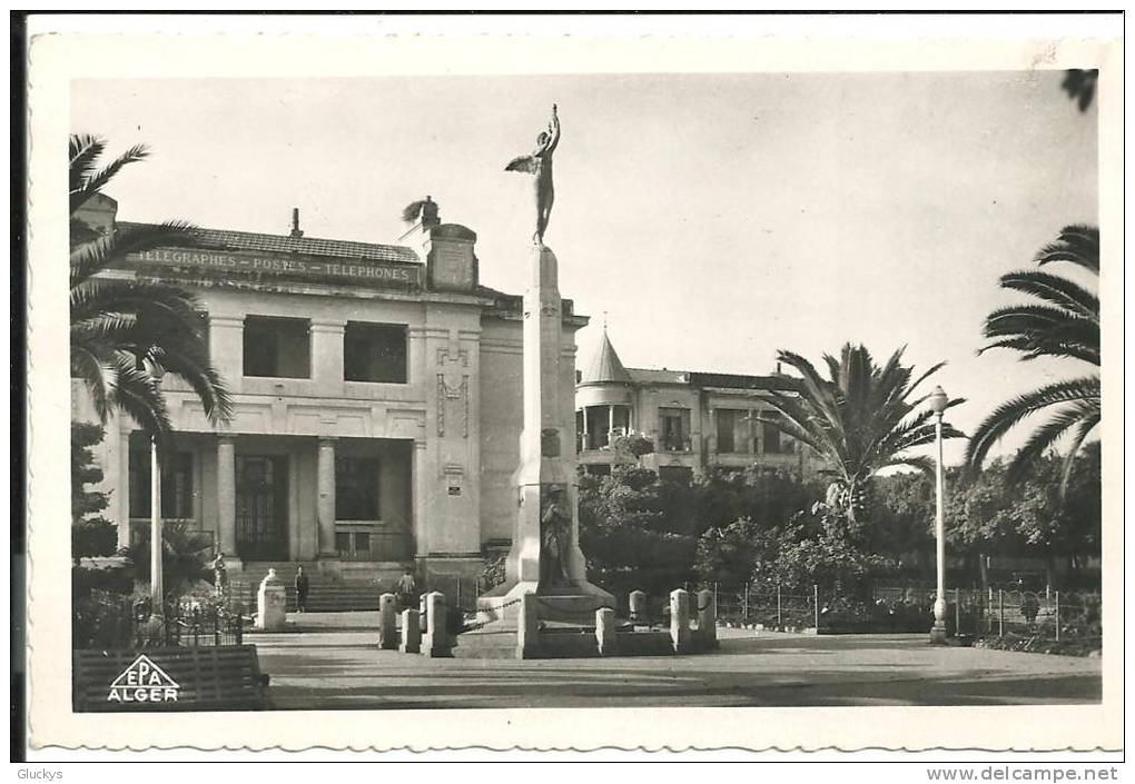 CPSM Algérie Relizane . La Poste et le Monument
