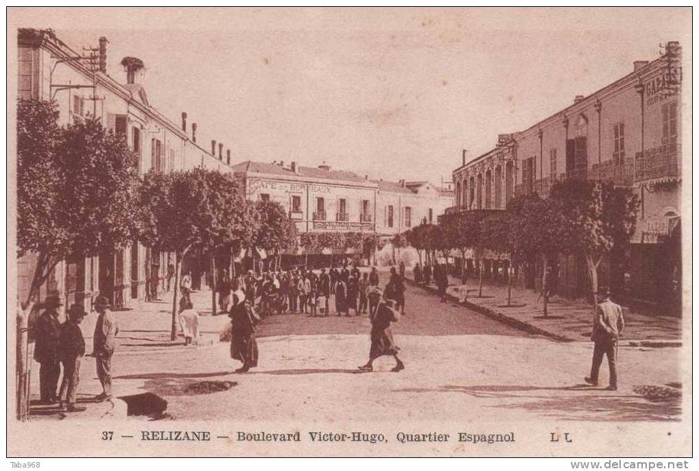 CPA ALGERIE RELIZANE BOULEVARD VICTOR HUGO QUARTIER ESPAGNOL