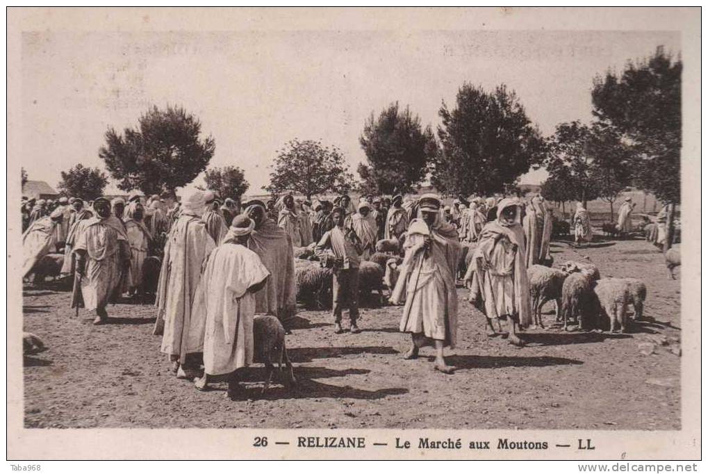 CPA ALGERIE RELIZANE LE MARCHE AUX MOUTONS