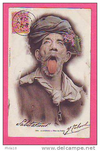 ALGERIE TETE DE FAKIR OBLITERATION RELIZANE DU 23 - 12 -04 ARRIVEE A CLUSES LE 26-12 CP COLOREE