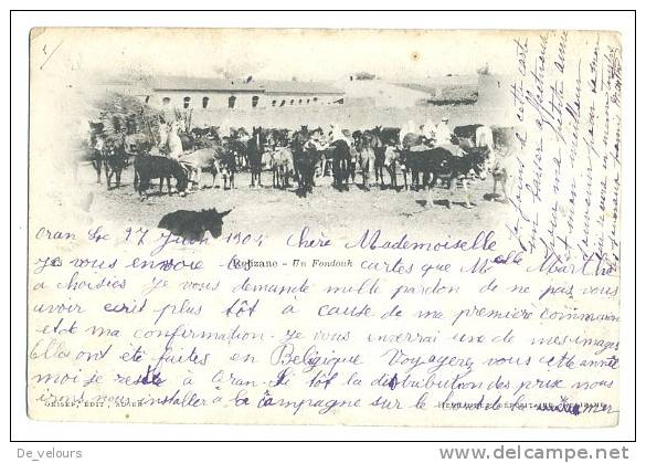 Relizane. Un Fondouk. Belle scène de vie. 1904. Dos simple