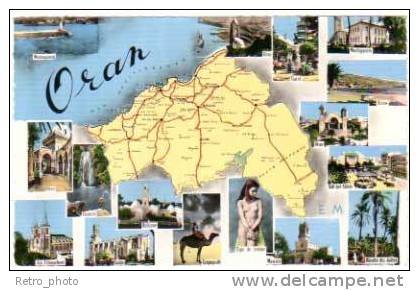 Algérie, Oran, CPSM multivues  Relizane, Tiaret, femme seins nus, Arzew, ...