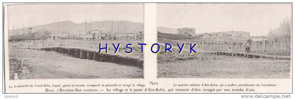 aïn-sefra quartier militaire 23x7cm 1904 rare photo issu d´un magazine ançien de cette année là