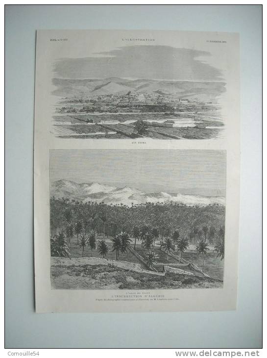 GRAVURE 1881. L’INSURRECTION D’ALGERIE. 2 GRAVURES; AÏN SEFRA. OASIS DE TIOUT.