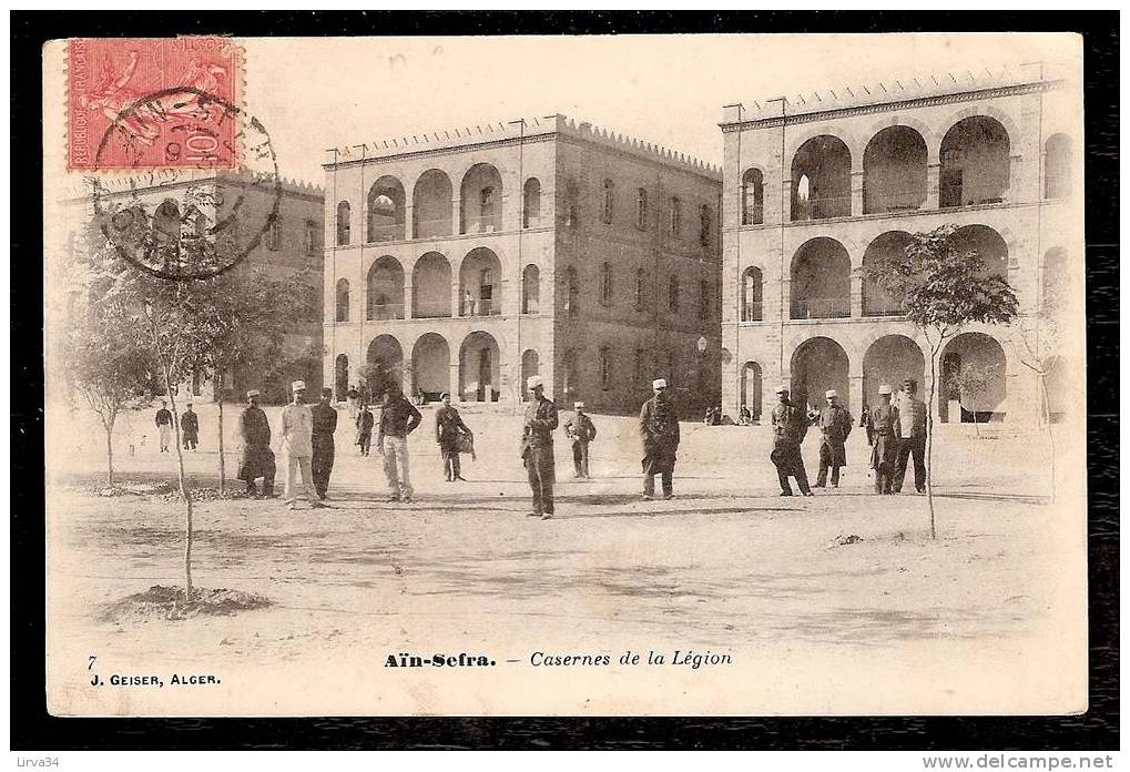 CPA ANCIENNE- MILITARIA- THEME  LA LÉGION- AÏN-SEFRA  CASERNE DELA LÉGION AVEC TRES BELLE ANIMATION-