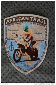 African Trail rallye d´Afrique à moto écusson en tissu brodéTamanrasset, Asmara, Freetown, Mogadiscio,cape town,Gao