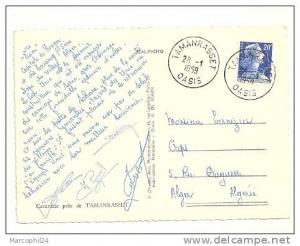 ALGERIE  1959 = TAMANRASSET / Oasis = CACHET MANUEL A7 sur CARTE POSTALE CARAVANE