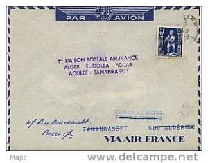 ALGER El Golea Adrar Aoulef TAMANRASSET  Air France première liaison postale  11/11/52