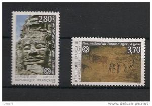 FRANCE 1993 Timbres de service Unesco Angkor Cambodge Tassili N Ajjer Algérie Y&T n°110-11
