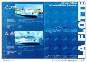 5 DOCUMENTS -FICHES TECHNIQUES ALGERIE-FERRIES( TARIK IBN ZIYAD-TASSILI-EL-DJAZAIR- HOGGAR-ZERALDA.
