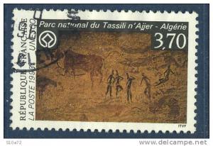 France - Service 111 oblitéré - Patrimoine mondial Parc National du Tassili n´Ajjer en Algérie