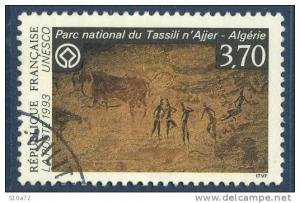 France - Service 111 oblitéré - Patrimoine mondial Parc National du Tassili n´Ajjer en Algérie