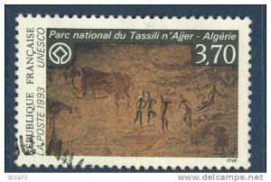 France - Service 111 oblitéré - Patrimoine mondial Parc National du Tassili n´Ajjer en Algérie