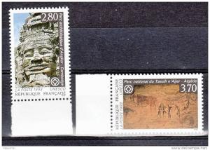 FRANCE / 1993 / Y&T n° Service 110 & 111 **  UNESCO (Angkor/Tassili...) - gomme d´origine intacte