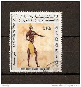 timbre oblitéré d´algérie , n°415, 1966, peitures rupestres de tassili, n°415