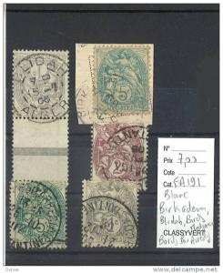 France  Type Blanc  oblitérés Birkadem,Blidah, Bordj  Medjana, Bordj Bou Arreridj Algérie