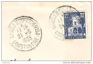 CACHET OBLITERATION ALGERIE 1955 BORDJ BOU ARRERIDJ CONSTANTINE SUR ENVELOPPE 11X14,5
