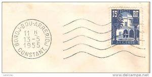 CACHET OBLITERATION ALGERIE 1955 BORDJ BOU ARRERIDJ CONSTANTINE SUR ENVELOPPE 11X14,5