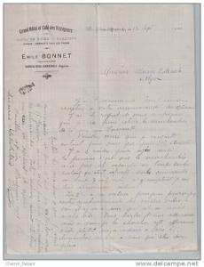 Entête du 18/09/1920 EMILE BONNET - Grand Hôtel des Voyageurs - Repas de noce - Bordj-Bou-Arreridj - Algérie