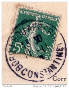 ALGERIE-CAD BORDJ BOU ARRERIDJ 11-11-1908/5c SEMEUSE TIMBRE DEFECTUEUX - CACHET A CASABLANCA-AVENUE DU GENERAL D´AUMALE-