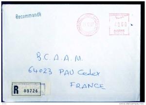 Etude   Lettres recommandées Algérie   - KHENCHELA-EL-HOURIA - 1997 -