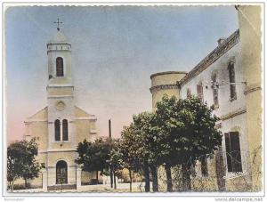 CPSM KHENCHELA - La Gendarmerie et l´Eglise - 24/04/1962