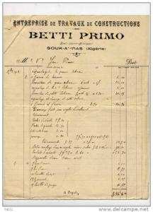 ALGERIE  1913    travaux de construction Betti Primo     à Souk-Ahras