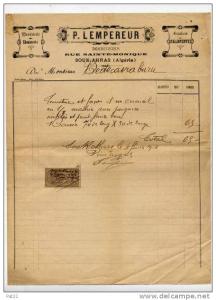 ALGERIE  1904    MENUISERIE  LEMPEREUR   à Souk-Ahras