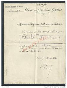 14/20/ LETTRE DE TUNIS 1914 / CIE DES CHEMINS DE FER DE BONE / GUELMA X PENSION FAURE / FORGERON A SOUK AHRAS / ALGERIE