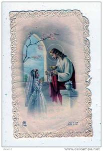 IMAGE PIEUSE RELIGIEUSE SOUVENIR COMMUNION SOLENNELLE JUIN 1953 EGLISE de SOUK AHRAS  ALGERIE Format 6 x 10,5 cm