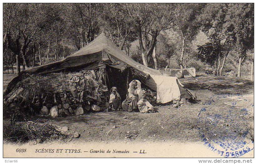 AIN-SEFRA   Scènes et Types Gourbis de Nomades CPA  année  1916 écrit   De AIN-SEFRA  Tampon Militaire
