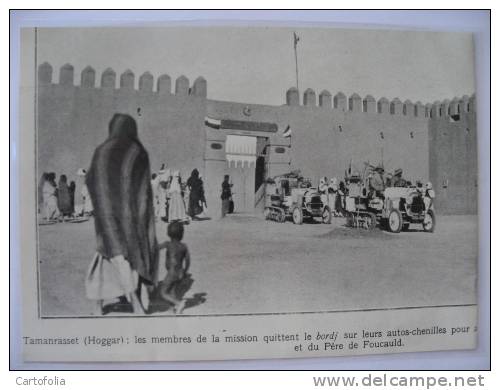 1923 TAMANRASSET Mission Citroen auto-chenilles  Coupure de Presse Originale encart photo (Format Carte Postale)