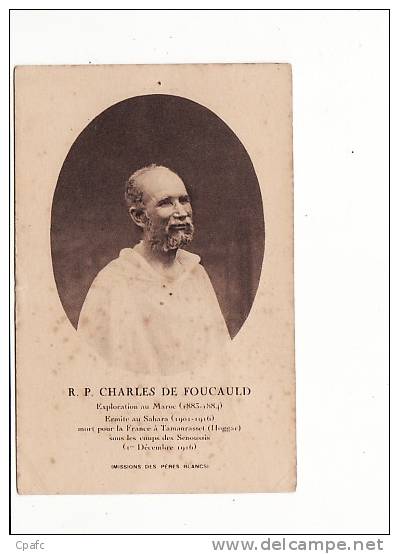 carte Charles de Foucauld / Maroc,ermite au sahara,mort à Tamanrasset sous les coups Sénoussis (missions des pères blanc