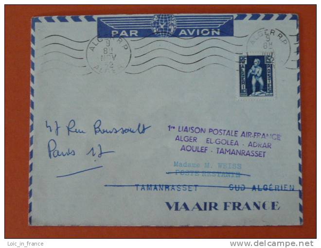 lettre 1er vol first flight Air France Alger Tamanrasset 1952