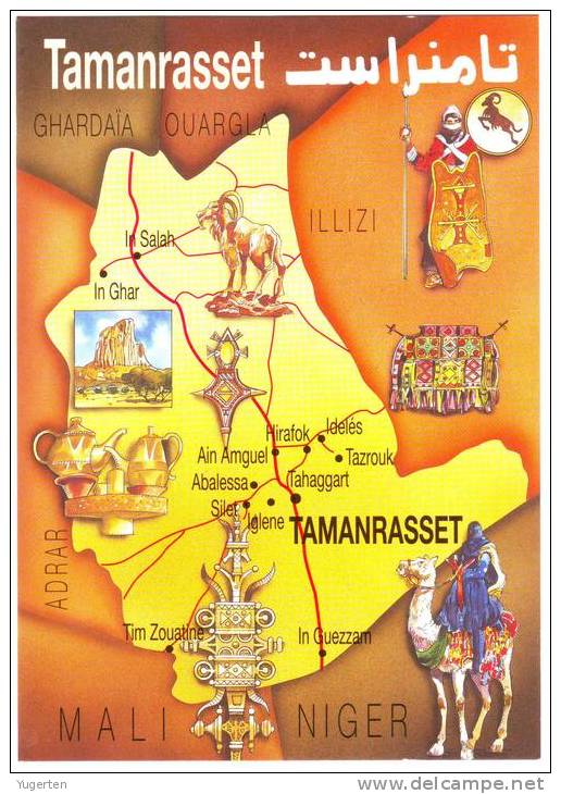 ALGERIE - ALGERIA - CP - Tamanrasset - Carte géographique - Neuve/Mint