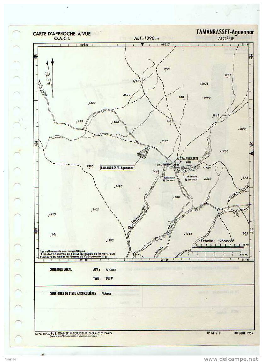 AVIATION====ALGERIE+++ CARTE D´APPROCHE A VUEet D´ATTERRISSAGE ++++TAMANRASSET-Aguenar