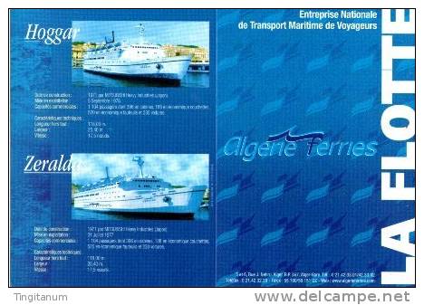 5 DOCUMENTS -FICHES TECHNIQUES ALGERIE-FERRIES( TARIK IBN ZIYAD-TASSILI-EL-DJAZAIR- HOGGAR-ZERALDA.