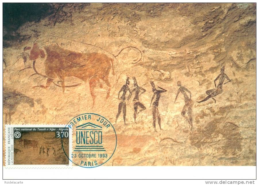 CM-Carte maximum card #1993-France# UNESCO# Archeology # Peinture rupestre # rock paiinting #Tassili n´Ajjer,Algeria