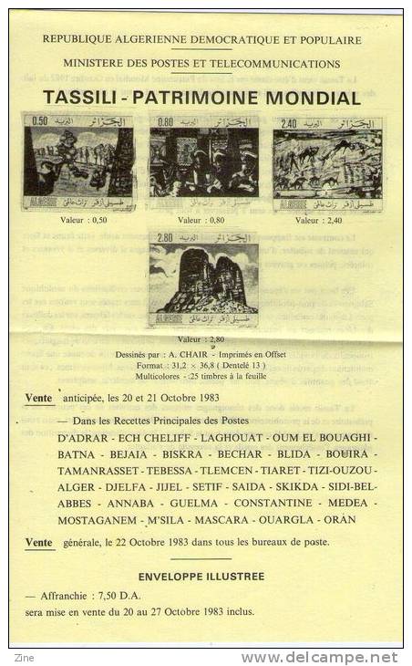 Algérie Notice de 1983 n° 794/7 Patrimoine mondial de Tassili