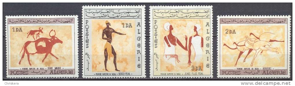 Algérie YT n°414/417 Peintures rupestres du Tassili neuf/charnière *