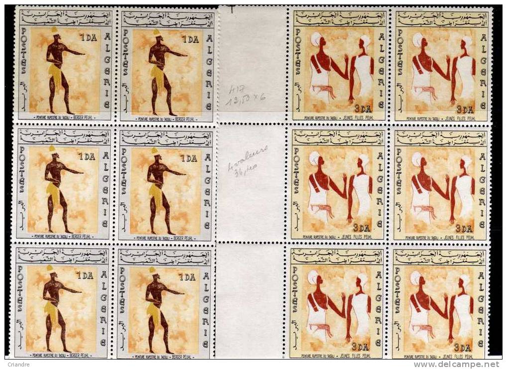ALGERIE dessins rupestres de tassili. 4 blocs de 6 timbres