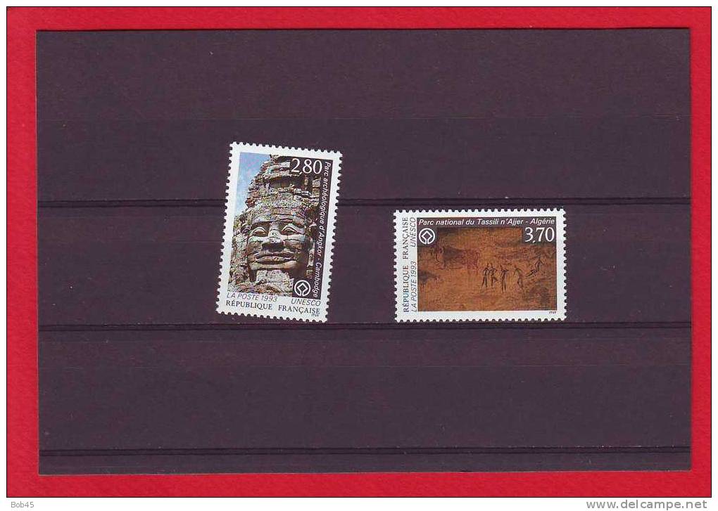 69- UNESCO timbre de service temple Angkor Cambodge Tassili n'Ajjer Algérie