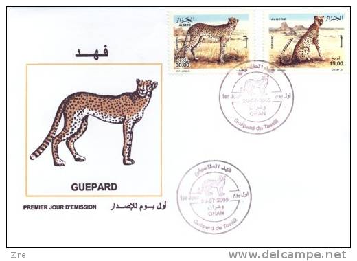 Algérie - n° 1413/4 FDC Les Guépards - Le Guépard du Tassili