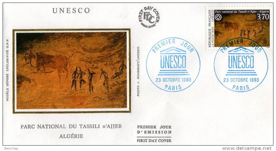 France 1993 FDC - Unesco - Parc - National - Tassili n'Ajjer - Algérie - Paris.