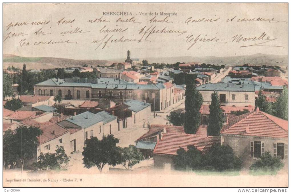 ALGERIE KHENCHELA (KENCHELA) VUE DE LA MOSQUEE CIRCULEE 1906