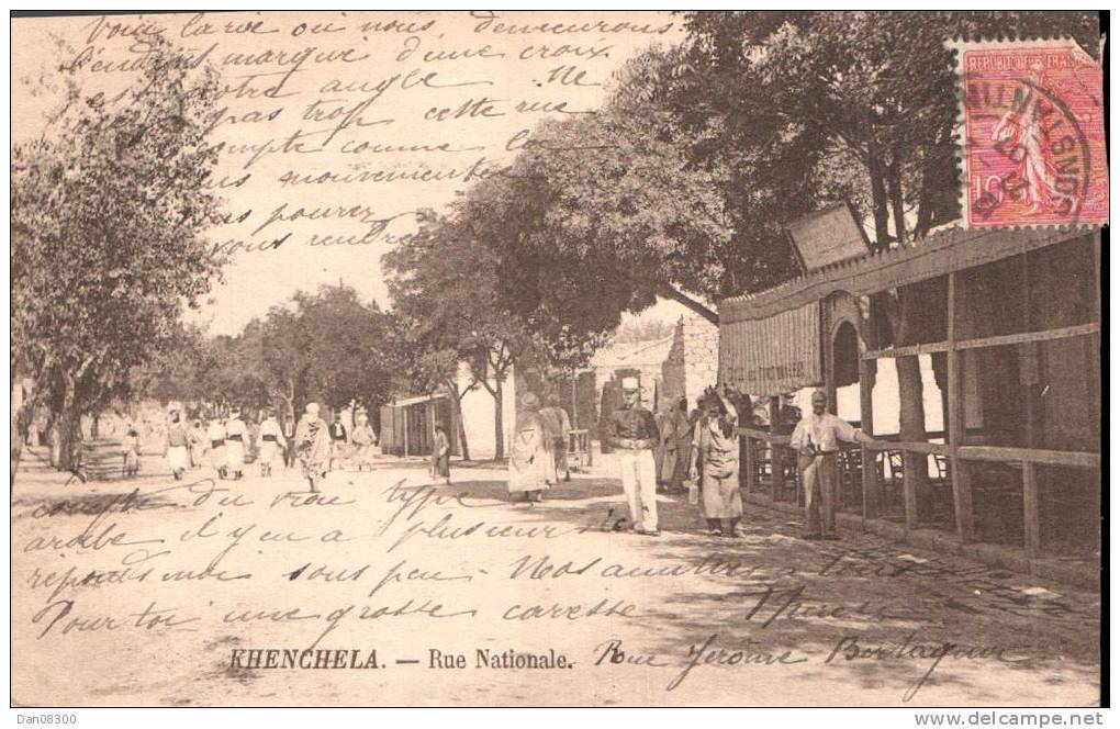 ALGERIE KHENCHELA (KENCHELA) RUE NATIONALE TRES ANIMEE  CIRCULEE 1907