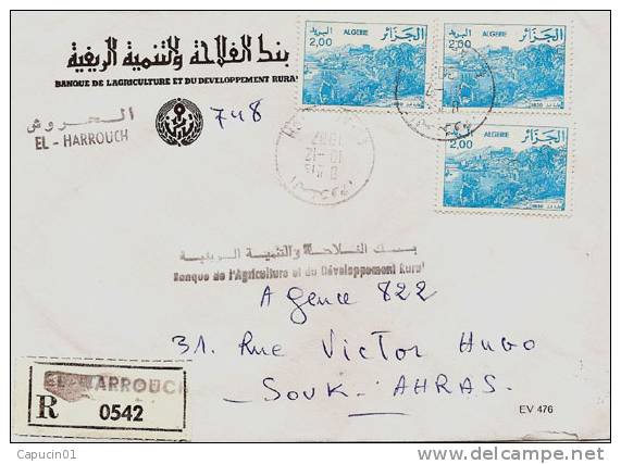 Algérie - Lettre recommandée pour Souk-Ahras - El Harrouch 10-12-1987